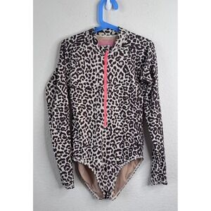 J Crew CrewCuts 12 Girls Rashguard UPF 50+ Long Sleeve Swim Suit One Piece Zip